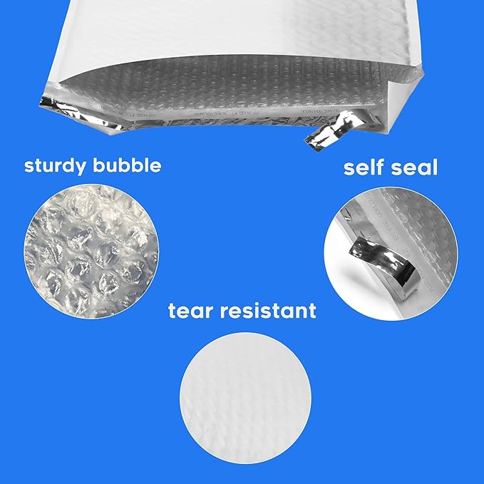 The Boxery 8.5x12''|#2 Poly Bubble Mailers- 100 Pack, Padded Envelopes, Self Seal, Waterproof Shipping Bags, Padded Mailers for Shipping & Packaging
