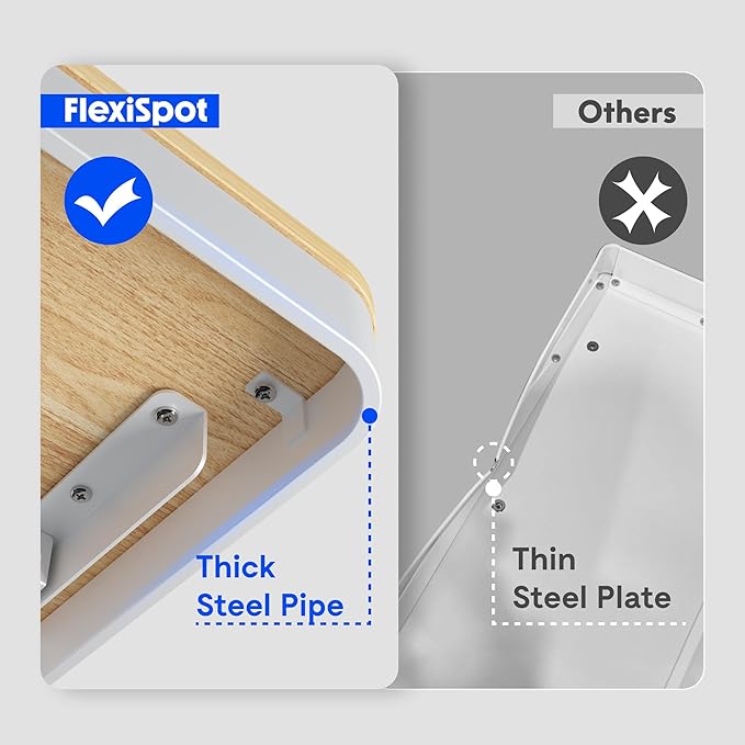 FLEXISPOT Comhar Electric Standing Desk with Drawers Charging USB A to C Port, Height Adjustable 48" Whole-Piece Home Office Computer Laptop Table with Storage (White Top + Frame)