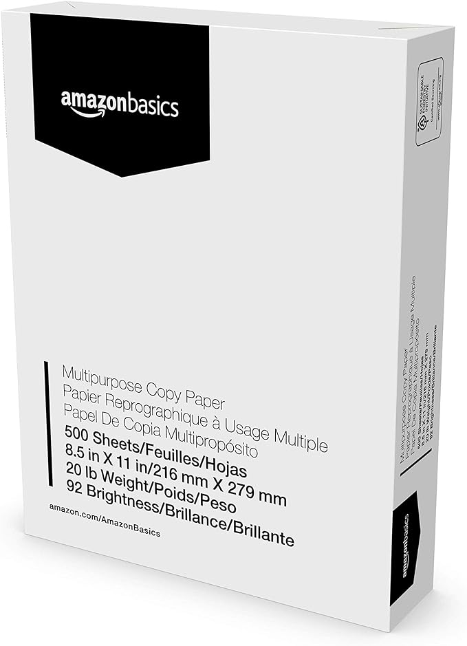 Amazon Basics Multipurpose Copy Printer Paper, 8.5 x 11 Inches, 20 lb, Truckload, 21 Pallet, 8,400 Reams (4.2M Sheets), 92 Bright, White