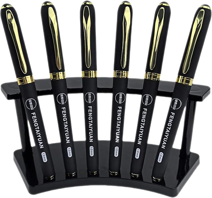 Fengtaiyuan 10P18Prox6, Gel Pens, Black Ink, Bold Point 1.0mm, Writting Pens, Smooth, 6 Pack (10P18Prox6)