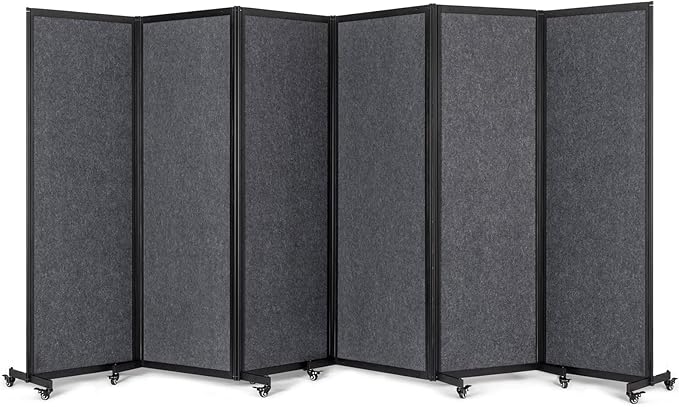 Room Partition,Office Divider,Portable Commercial Screen Dividers,Privacy Partition Separator,Classroom School Dividers, 12'7"L* 6'7"H,6 Panel,Grey