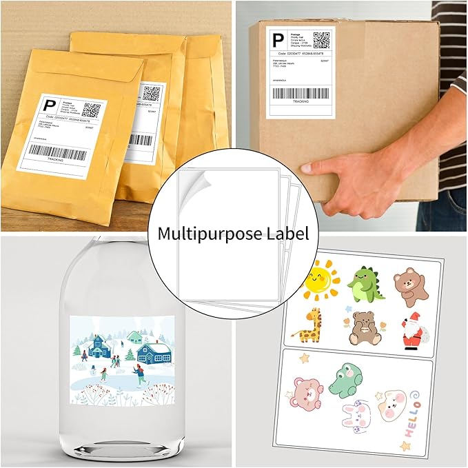 Coopaty Half Sheet Shipping Labels 8.5" x 5.5" Sticker Labels for Laser & Ink Jet Printers, 2 Per Page Self Adhesive Mailing Labels for Packages (4000 Labels)