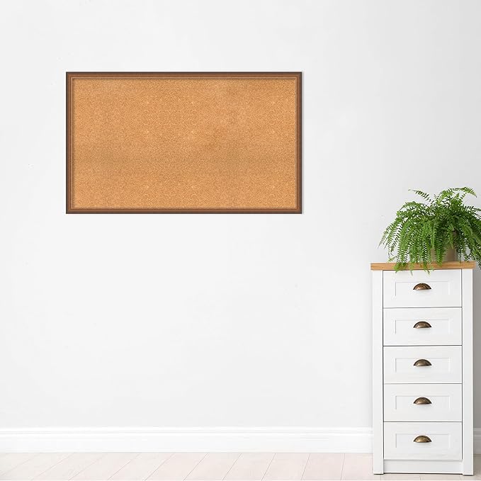 Amanti Art Natural Cork Board for Wall, 30x50 Vision Board with Bronze Frame, Oversize Corkboard Office Decor for Home Organization, Modern Corkboard Pinboard to Display Items for Home Organization