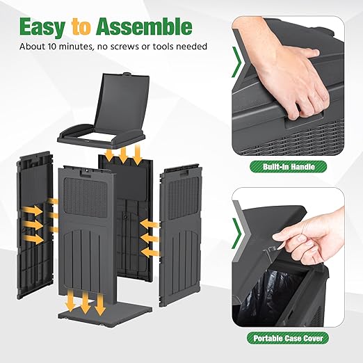 Flamaker 30 Gallon Trash Can, Resin Outdoor Garbage Can with Lid, Waterproof Hideaway Patio Waste Bins for Outside Use (Gray)