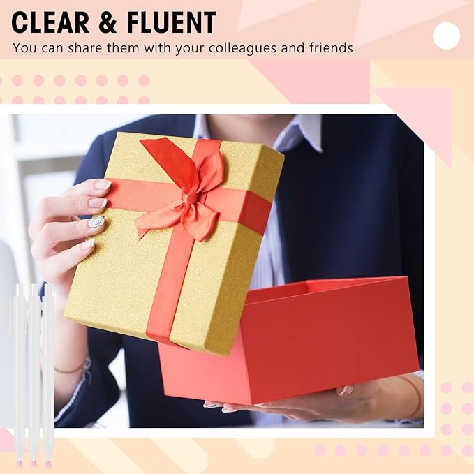 Fulmoon 25 Pcs Ballpoint Pens Bulk Retractable Comfortable Writing Pens Cute Back to School Supplies in Medium Point 1.0 mm for Teacher Student Bridal Shower Baby Shower (White)