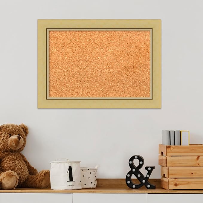 Amanti Art Natural Cork Board for Wall, 15x21 Vision Board with Gold Frame, Small Corkboard Office Decor for Home Organization, Casual Corkboard Pinboard to Display Items for Home Organization in