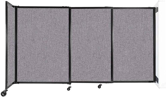 Wall-Mounted Sliding StraightWall Room Divider | Adjustable Widths | Locking Wheels | Room Separator | Up to 7'2" Wide x 4' Tall Cloud Gray Fabric Panels