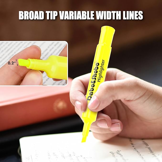 Dabo&Shobo Highlighters 108 Pack, Tank Style Yellow Highlighters, Chisel Tip Highlighter Markers for Coloring