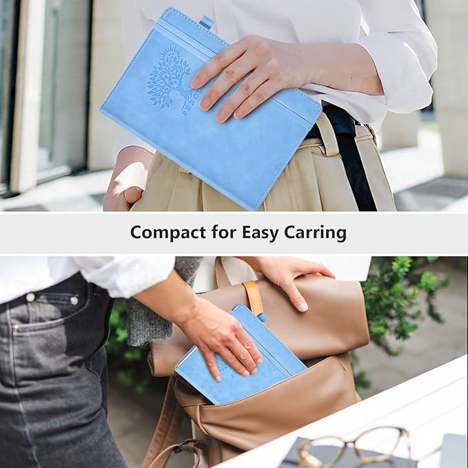 PERCUN Lined Journal Notebook for Men & Women, 160 Pages College Ruled Journal for Writing, A5 Hardcover Leather Notebooks for Work, School, Business, Travel, Daily Diary 5.9" x 8.5" - Blue