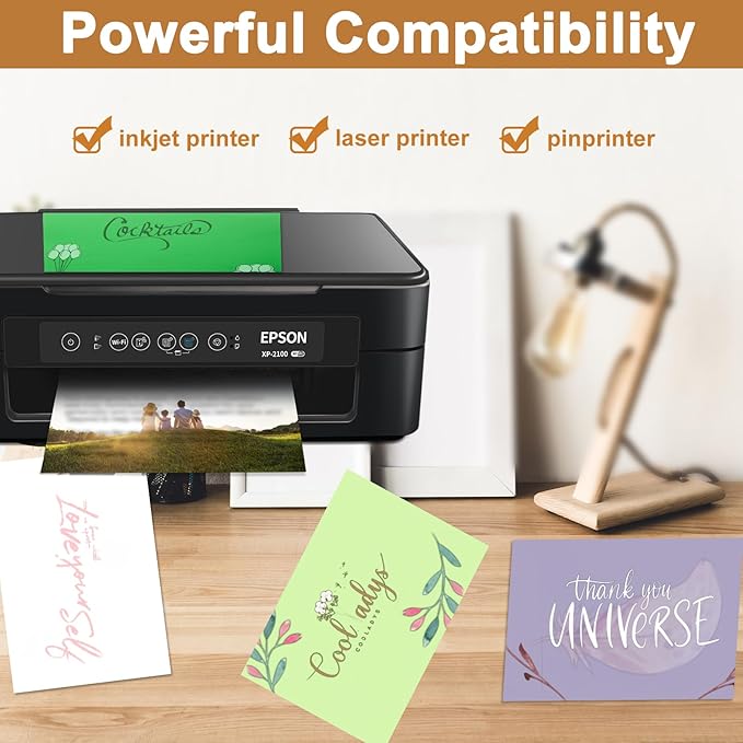 100 Sheets Light Green Cardstock 8.5 x 11 Certificates Paper, 200gsm/75lb Thick Card Stock Printer Paper for Cards Making, Thank You Card, Business Cards, Scrapbooking, Birthday Decorations