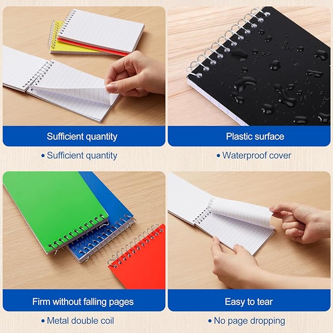 36 Pcs Small Pocket Notebooks 3 x 5 Inch Mini Memo Spiral Notepads Top Bound College Ruled Lined Note Pads for Back School Office Journaling Noting, 75 Sheets/Pad (Rainbow)