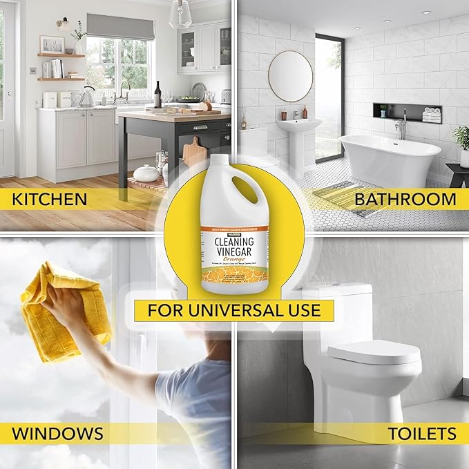 HARRIS Cleaning Vinegar All Purpose Household Surface Cleaner, 128oz (Orange) with Easy Pour Funnel Included