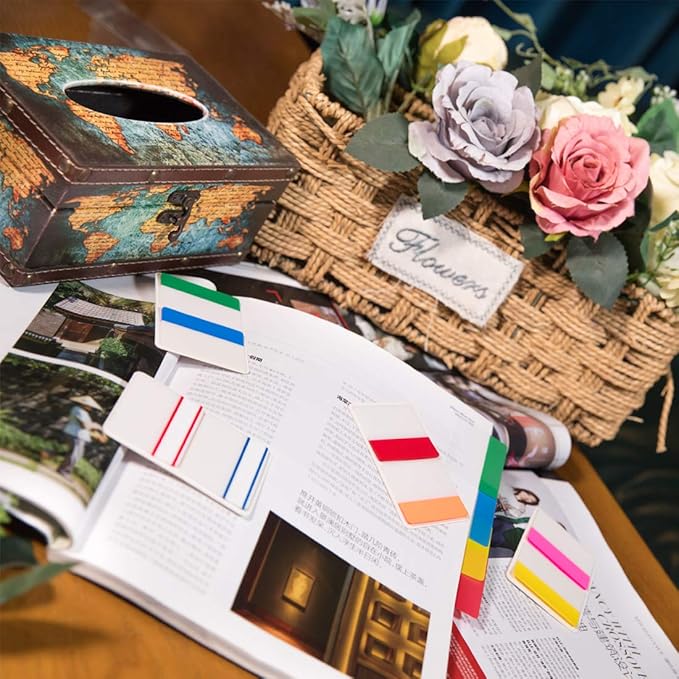 KICNIC 480 Pieces Sticky Tabs 2 Inch Index Tabs, Colored Page Markers Repositionable Tags Reading Tabs Self Adhesive Tape Flags for Books, Binders, Notebook and File Folders, [24 Sets 12 Colors]