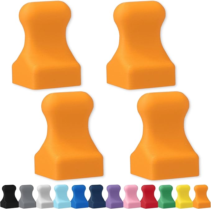 Glassboard Studio MiniPawn Magnet - Strong Neodymium Rare Earth Magnets for Fridge, Whiteboard, Locker & Magnetic Glassboards - Crafting & Office Use - Strong Fridge Magnets (Tangerine Orange, 4)