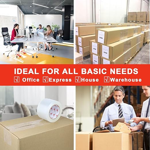 BOMEI PACK 3 inch Wide Clear Packing Tape, 3 inch x 110 Yards (330ft), Industrial Grade 3'' Heavy Duty Shipping Tape Refills for Box Office Moving, Packaging and Mailing