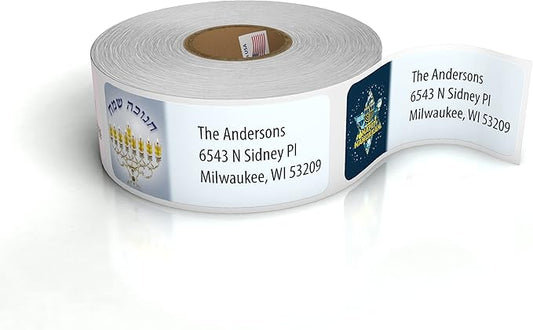 Customized Personalized Address Labels - Made in The USA by Kenco (500 Labels, Hannukah)