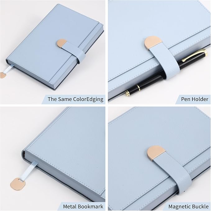 Textured Hardcover Lined Journal for Women Men Magnetic Buckle A5 Leather Journal Notebook with Gift Box 300 Pages 67 lb./100 gsm Paper College Ruled Journaling Notebook for Writing Work School Daily Diary