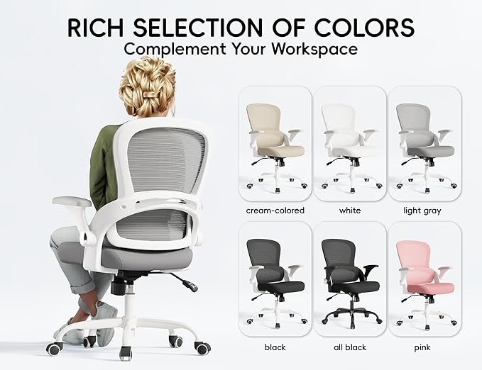 TRALT Ergonomic Office Chair - Comfy Desk Chair with Back Support, Home Office Desk Chairs, Computer Chair, 330lbs Wide Seat Big and Tall Office Chair for Executives (Grey)