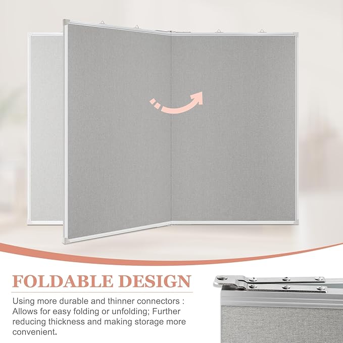 Double-Sided Large Cork Board with Linen, 48" x 36" Foldable Hanging Aluminum Framed Bulletin Board, Vision Board Pin Board Corkboards for Walls, Office, School Decor, 20 Pushpins