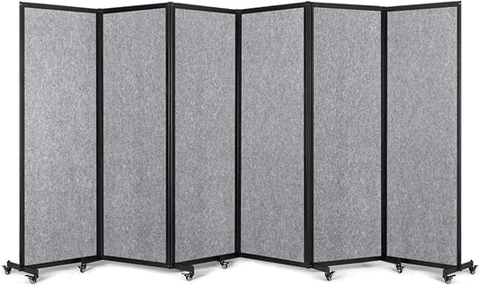 Room Partition,Office Divider,Portable Commercial Screen Dividers,Privacy Partition Separator,Classroom School Dividers,12'7"L* 6'7"H,6 Panel,Light Grey