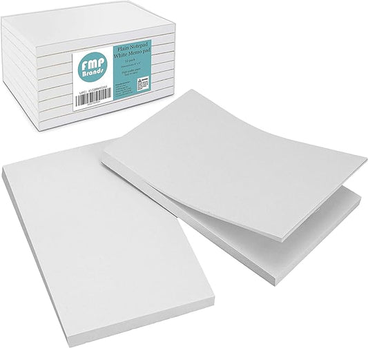 FMP Brands 10 Pack Note Pads 4x6, 100 Sheets Per Memo Pad, Writing Scratch Pad, Blank Notepad, White Waitress Server Note Pads, Paper Pad, To Do Grocery List Small Notepads