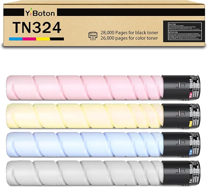 High Yield TN-324 TN512 TN324 TN513 TN514 TN515 TN516 Toner Cartridge Compatible for Konica Minolta Bizhub C458 C558 C658 for C258 C308 C368 C454 C554 Printers (Black Cyan Magenta Yellow)
