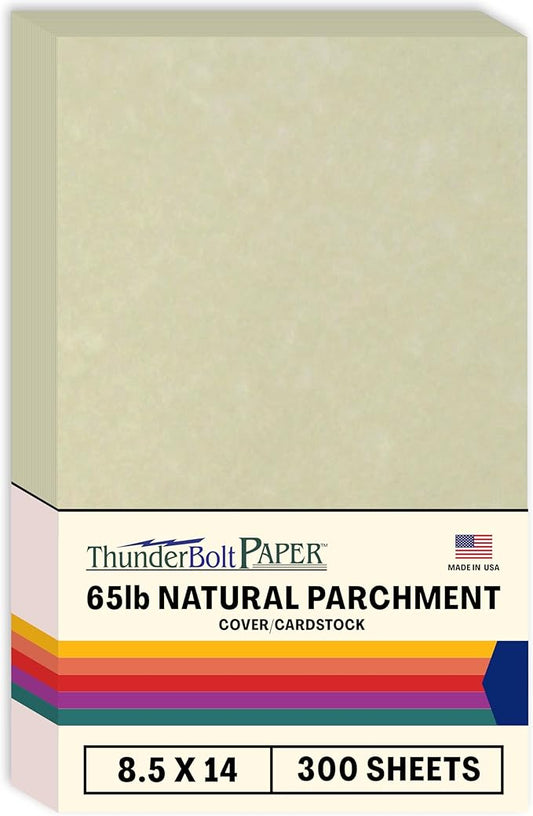 300 Natural Parchment 65lb Cover Paper Sheets 8.5X14 Inches Cardstock Weight Colored Sheets 8.5X14 Inches Legal|Menu Size - Printable Old Parchment Semblance