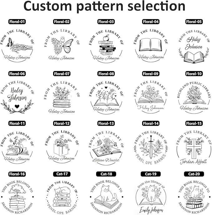 Custom Ink Stamp | Personalized Self Inking Stamp Gifts for Book Lovers, Readers, Teachers | 5 Ink Colors (Design-03)