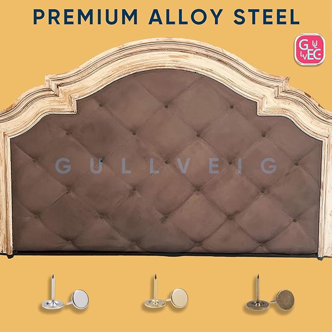 Gullveig Bronze Push Pins and Thumb Tacks: Heavy Duty Flat Upholstery, Long Carpet Tacks, and Decorative Nails for Wood and Fabric, 50 Count