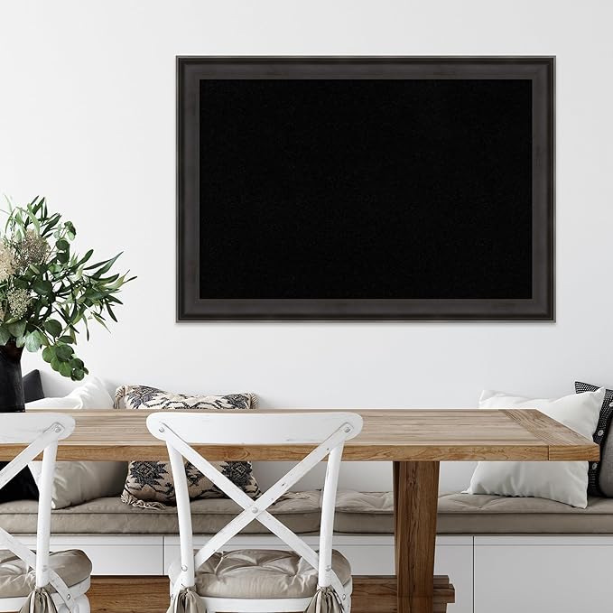 Amanti Art Black Cork Board for Wall, 28x40 Vision Board with Black Wood Frame, Large Corkboard Office Decor for Home Organization, Casual Corkboard Pinboard to Display Items for Home Organization in