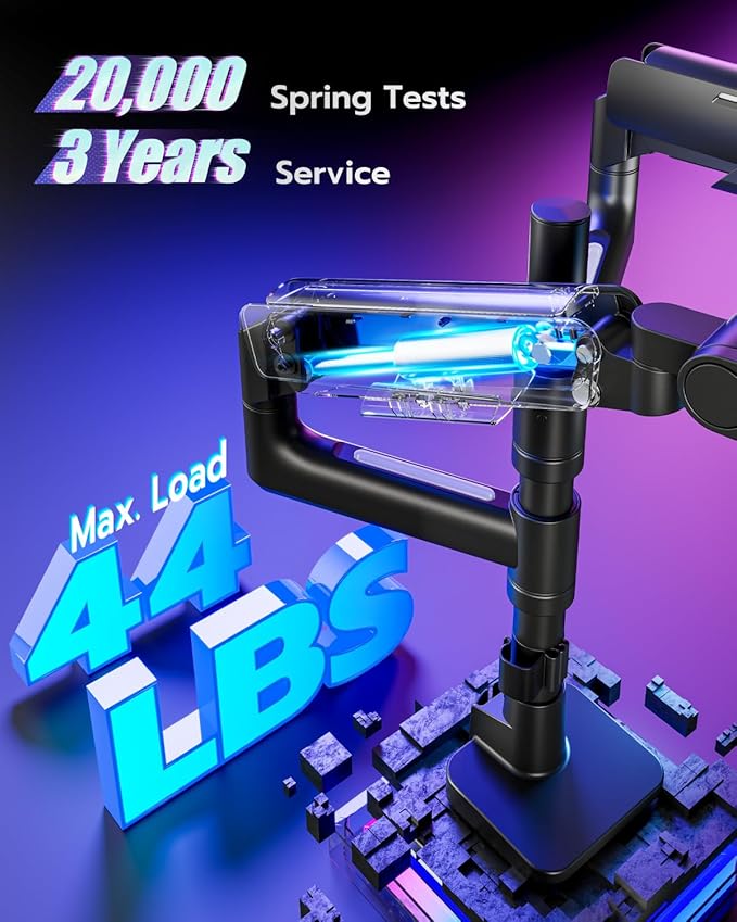 Vertical Dual Monitor Mount for 17-49 Inch Ultrawide Heavy Duty Curved Screen Stacking, Computer Monitor Arm Desk Mount, Gas Spring Adjustable Vesa Stand, Black