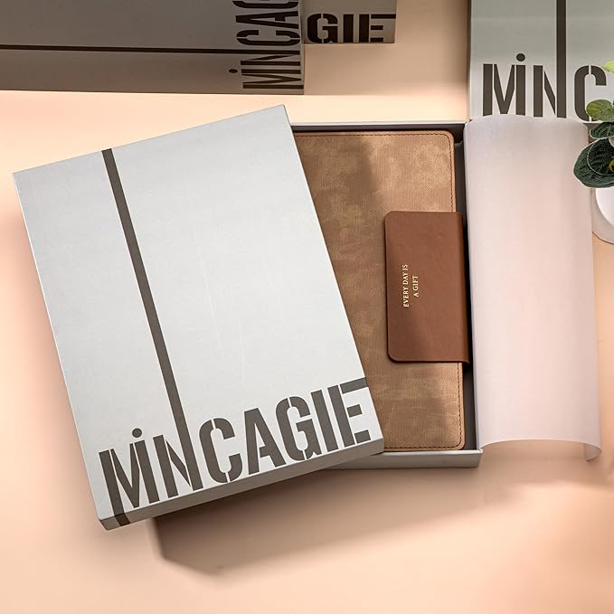 MINICAGIE Lined Leather Journals for Writing A5 Journaling Notebooks with 100 GSM Thick Paper Journal Notebook for Men & Women with Buckle Closure,Work Travel Note Taking Diary, 5.7" x 8.3", Brown