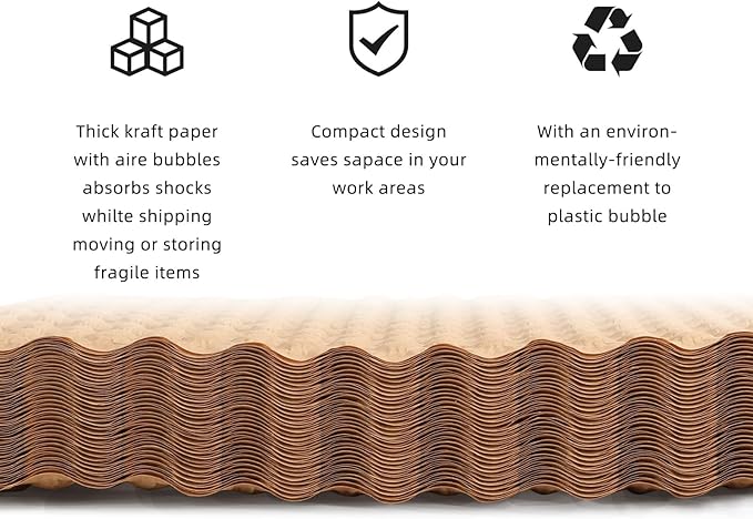 Bubble Paper Wrap 245ft*12in Packing Paper Sheets Durable Kraft Packing Paper for Moving Shipping and Storing Delicate Items Eco Friendly Packing Paper Alternative Paper Filler for Moving Boxes（Brown）