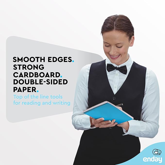 Enday Steno Pads Spiral 6 Pack, 6 x 9, 80 Sheets White Paper, Gregg Rule, Steno Notebook for writing, Assorted Colors, Pink, Purple, Green, Blue, Red, Grey