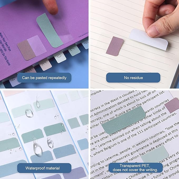 420 Pcs Sticky Index Tabs, 0.47/0.98/1.77 Inch Colored Book Sticky Tabs, Writable and Repositionable File Tabs Flags for Books, Binders and File Folders (Morandi) Index Tabs