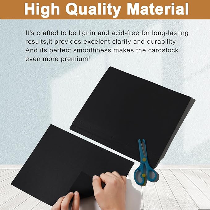 40 Sheets Black Cardstock 8.5 x 11 Printer Paper, 200gsm/75lb Heavyweight Black Card Stock for Halloween, DIY Card Making, Greeting Cards, School Crafting, Wedding Invitations