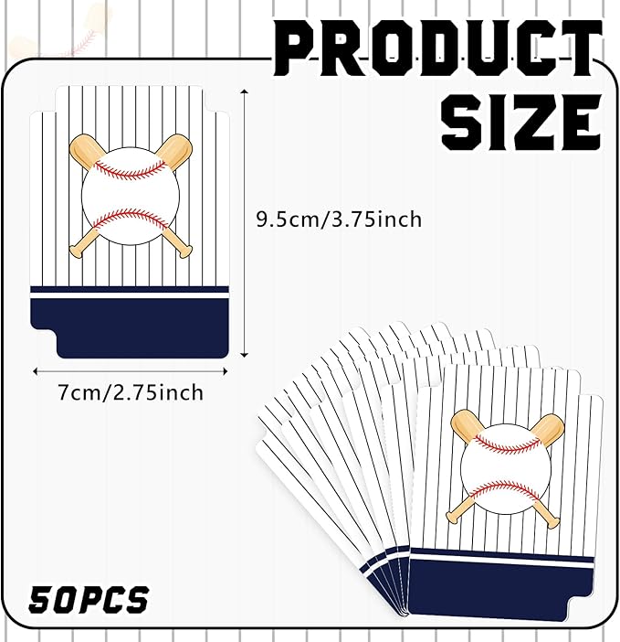 50pcs Baseball Team Card Dividers Plastic Index Card Storage Dividers with Tabs for Boys Men Gifts Card Separators for Organizing Sports Recipe Game Card