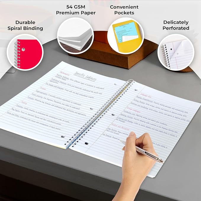 720 Packs (Pallet) 5 Subject Notebooks, Spiral Notebook Bulk, College Ruled,Pallet of Notebooks,150 Sheets (300 pages), 8 x 10-1/2", Bulk Spiral Notebooks for School & Office,4-7 Days Transit