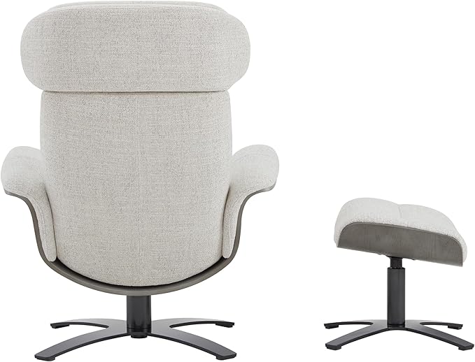 CHITA Fabric Reclining Swivel Chair with Adjustable Headrest and Ottoman for Living Room, White (Multi-Colored)