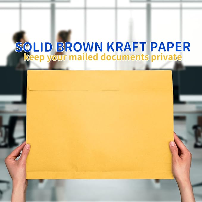 20 Pcs 12 x 16 x 1.6 Inch Large Expandable Catalog Envelopes Manilla Kraft Peel and Seal Envelopes Light Large Mailing for Office Home Documents Magazines Photos Storage Organizing (Yellow)
