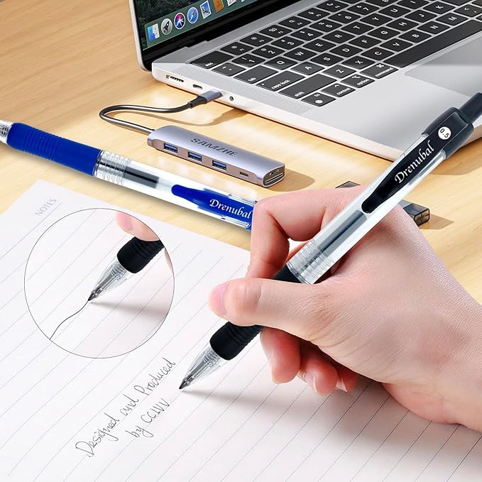 Gel Pens 0.5mm - Red Ink, Quick-Drying, Comfort Grip Writing for School, Office, Exams - Gift Set for Students, Fine Point Ballpoint Pens 6-Pack