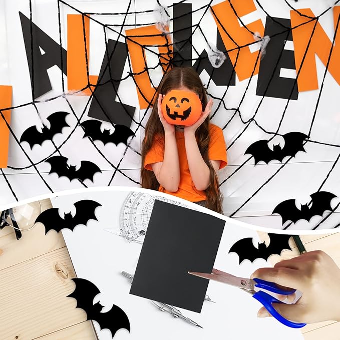 24 Sheets Black Cardstock 8.5 x 11 Black Paper, Goefun 80lb Card Stock Printer Paper for Halloween, Invitations, Scrapbooking, Crafts, DIY Cards