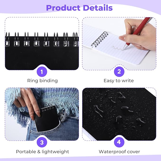 Small Spirals Notepads, 50 Pcs 3 x 5 Inches Mini Notebooks, 60 Sheets Mini Portable Pocket Notebook, Top Bound Notebook Memo Pads for Home Office School