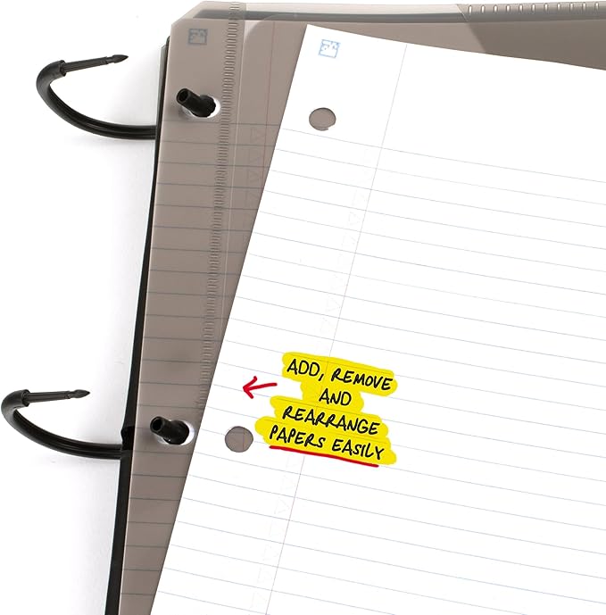 Five Star Flex Refillable Notebook + Study App, College Ruled Paper and 1 Inch TechLock Ring Binder with Pockets, Tabs and Dividers, 200 Sheet Capacity, Black (29328AA2)