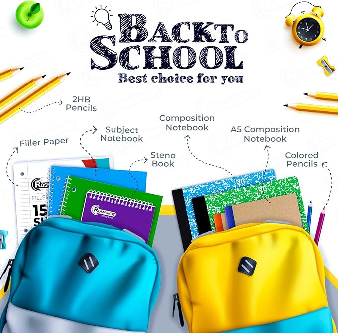 50 Pack, 1 Subject Spiral Notebook College Ruled Bulk, 140 Pages (70 Sheets), Thick No-Bleed Paper, 8 x 10-1/2", 3 Hole Punched, College Ruled Notebook 1 Subject Bulk, Subject Notebook