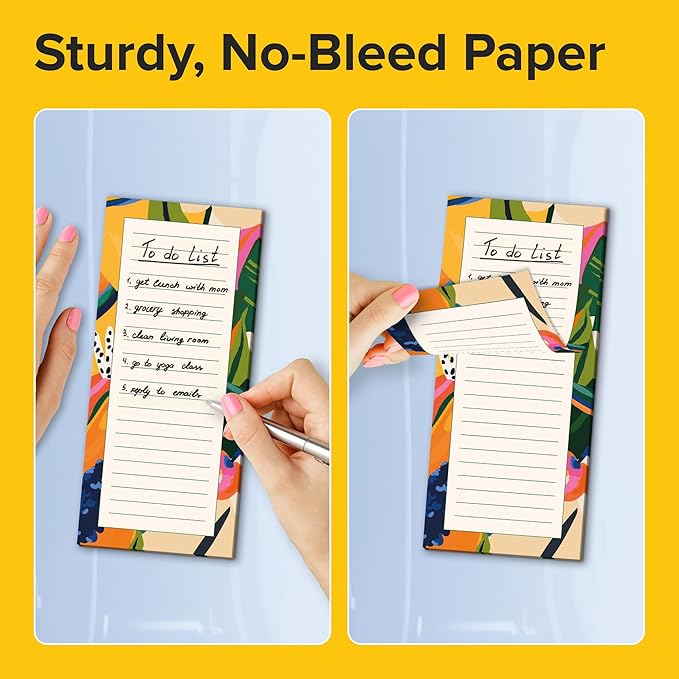 X-bet MAGNET Magnetic Notepads for fridge 120 sheets, grocery list pad for fridge, double gummed paper with color printing, magnetic shopping list pad for fridge (4 pack 30 sheets)