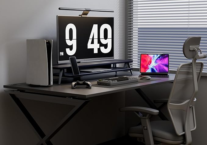 Fenge Dual Monitor Stand, Monitor Stands Riser for 2 monitors, 42.5 Inch Wood Desk Shelf with Storage Organizer and Cable Management for Office Desk Accessories