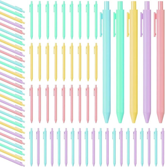 Fulmoon 50 Pcs Ballpoint Pens Bulk Retractable Comfortable Writing Pens Cute Back to School Supplies in Medium Point 1.0 mm for Teacher Student Bridal Shower Baby Shower (Macaron Color)