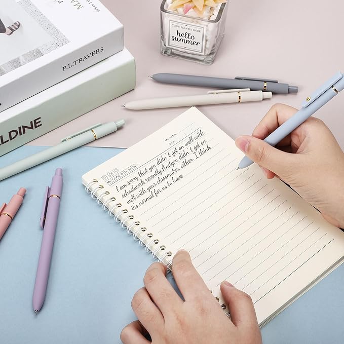 Gel Pens 6Pcs, 0.7mm Smooth Writing Black Ink Pens for Journaling, Cute Aesthetic Office Desk Accessories, School Supplies, Gift for Students & Artists (6Pcs Morandi-Black Ink)