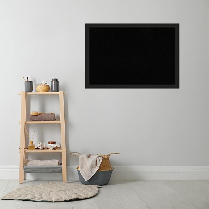 Amanti Art Black Cork Board for Wall, 27x39 Vision Board with Black Wood Frame, Large Corkboard Office Decor for Home Organization, Casual Corkboard Pinboard to Display Items for Home Organization in